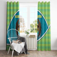 Kazakhstan Window Curtain The Eagle With Kazakh Patterns - Wonder Print Shop