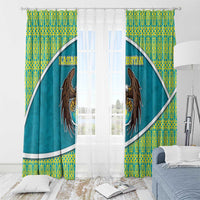 Kazakhstan Window Curtain The Eagle With Kazakh Patterns - Wonder Print Shop