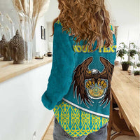 Personalized Kazakhstan Women Casual Shirt The Eagle With Kazakh Patterns - Wonder Print Shop