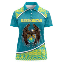 Personalized Kazakhstan Women Polo Shirt The Eagle With Kazakh Patterns - Wonder Print Shop