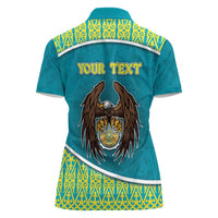 Personalized Kazakhstan Women Polo Shirt The Eagle With Kazakh Patterns - Wonder Print Shop