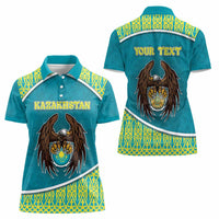 Personalized Kazakhstan Women Polo Shirt The Eagle With Kazakh Patterns - Wonder Print Shop