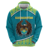 Personalized Kazakhstan Zip Hoodie The Eagle With Kazakh Patterns - Wonder Print Shop