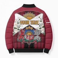 Personalized Latvia Bomber Puffer Jacket Symbol With Latvians Patterns - Wonder Print Shop