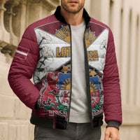 Personalized Latvia Bomber Puffer Jacket Symbol With Latvians Patterns - Wonder Print Shop