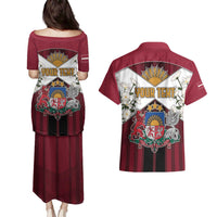 Personalized Latvia Couples Matching Puletasi and Hawaiian Shirt Symbol With Latvians Patterns - Wonder Print Shop