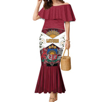 Personalized Latvia Family Matching Mermaid Dress and Hawaiian Shirt Symbol With Latvians Patterns - Wonder Print Shop