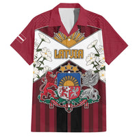 Personalized Latvia Family Matching Off The Shoulder Long Sleeve Dress and Hawaiian Shirt Symbol With Latvians Patterns - Wonder Print Shop