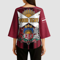 Personalized Latvia Kimono Sleeve Blouse Symbol With Latvians Patterns - Wonder Print Shop