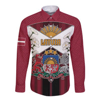 Personalized Latvia Long Sleeve Button Shirt Symbol With Latvians Patterns - Wonder Print Shop