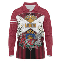Personalized Latvia Long Sleeve Polo Shirt Symbol With Latvians Patterns - Wonder Print Shop