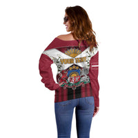 Personalized Latvia Off Shoulder Sweater Symbol With Latvians Patterns - Wonder Print Shop