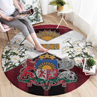 Latvia Round Carpet Symbol With Latvians Patterns - Wonder Print Shop
