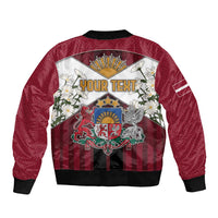 Personalized Latvia Sleeve Zip Bomber Jacket Symbol With Latvians Patterns - Wonder Print Shop