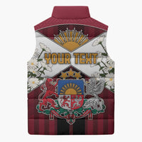 Personalized Latvia Sleeveless Puffer Jacket Symbol With Latvians Patterns - Wonder Print Shop