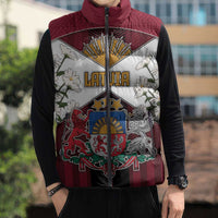 Personalized Latvia Sleeveless Puffer Jacket Symbol With Latvians Patterns - Wonder Print Shop