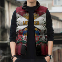 Personalized Latvia Sleeveless Puffer Jacket Symbol With Latvians Patterns - Wonder Print Shop