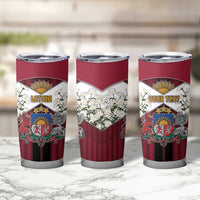 Personalized Latvia Tumbler Cup Symbol With Latvians Patterns - Wonder Print Shop