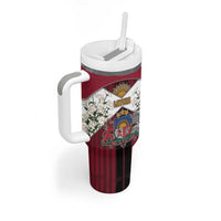 Personalized Latvia Tumbler With Handle Symbol With Latvians Patterns - Wonder Print Shop
