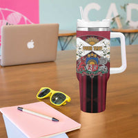 Personalized Latvia Tumbler With Handle Symbol With Latvians Patterns - Wonder Print Shop