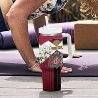 Personalized Latvia Tumbler With Handle Symbol With Latvians Patterns - Wonder Print Shop