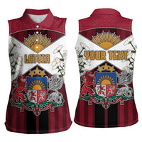 Personalized Latvia Women Sleeveless Polo Shirt Symbol With Latvians Patterns - Wonder Print Shop
