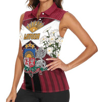 Personalized Latvia Women Sleeveless Polo Shirt Symbol With Latvians Patterns - Wonder Print Shop