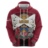Personalized Latvia Zip Hoodie Symbol With Latvians Patterns - Wonder Print Shop