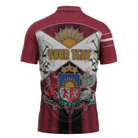 Personalized Latvia Zipper Polo Shirt Symbol With Latvians Patterns - Wonder Print Shop