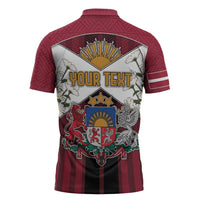 Personalized Latvia Zipper Polo Shirt Symbol With Latvians Patterns - Wonder Print Shop
