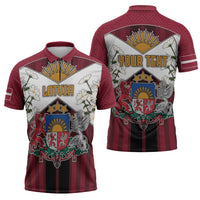 Personalized Latvia Zipper Polo Shirt Symbol With Latvians Patterns - Wonder Print Shop