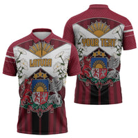 Personalized Latvia Zipper Polo Shirt Symbol With Latvians Patterns - Wonder Print Shop