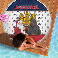 France Christmas Beach Blanket Pere Noel And Pere Fouettard - Wonder Print Shop