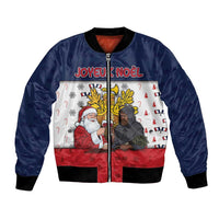France Christmas Bomber Jacket Pere Noel And Pere Fouettard - Wonder Print Shop