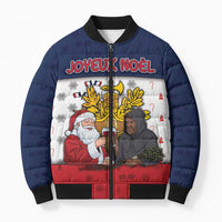 France Christmas Bomber Puffer Jacket Pere Noel And Pere Fouettard - Wonder Print Shop