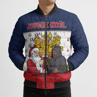 France Christmas Bomber Puffer Jacket Pere Noel And Pere Fouettard - Wonder Print Shop