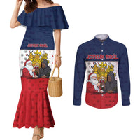 France Christmas Couples Matching Mermaid Dress and Long Sleeve Button Shirt Pere Noel And Pere Fouettard - Wonder Print Shop