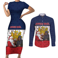 France Christmas Couples Matching Short Sleeve Bodycon Dress and Long Sleeve Button Shirt Pere Noel And Pere Fouettard - Wonder Print Shop