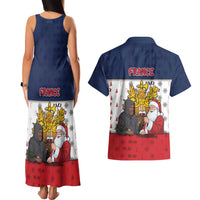 France Christmas Couples Matching Tank Maxi Dress and Hawaiian Shirt Pere Noel And Pere Fouettard - Wonder Print Shop