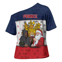 France Christmas Cross Shoulder Shirt Pere Noel And Pere Fouettard - Wonder Print Shop