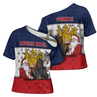 France Christmas Cross Shoulder Shirt Pere Noel And Pere Fouettard - Wonder Print Shop