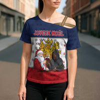 France Christmas Cross Shoulder Shirt Pere Noel And Pere Fouettard - Wonder Print Shop