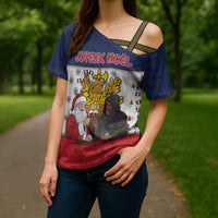 France Christmas Cross Shoulder Shirt Pere Noel And Pere Fouettard - Wonder Print Shop