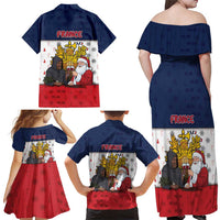 France Christmas Family Matching Off Shoulder Maxi Dress and Hawaiian Shirt Pere Noel And Pere Fouettard - Wonder Print Shop