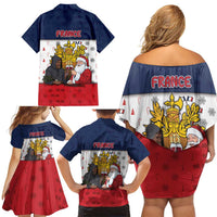 France Christmas Family Matching Off Shoulder Short Dress and Hawaiian Shirt Pere Noel And Pere Fouettard - Wonder Print Shop
