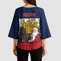 France Christmas Kimono Sleeve Blouse Pere Noel And Pere Fouettard - Wonder Print Shop