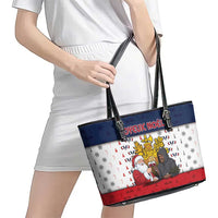 France Christmas Leather Tote Bag Pere Noel And Pere Fouettard - Wonder Print Shop