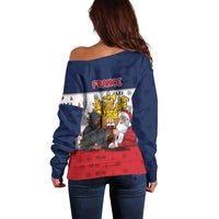 France Christmas Off Shoulder Sweater Pere Noel And Pere Fouettard - Wonder Print Shop