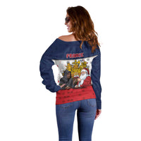 France Christmas Off Shoulder Sweater Pere Noel And Pere Fouettard - Wonder Print Shop
