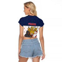 France Christmas Raglan Cropped T Shirt Pere Noel And Pere Fouettard - Wonder Print Shop